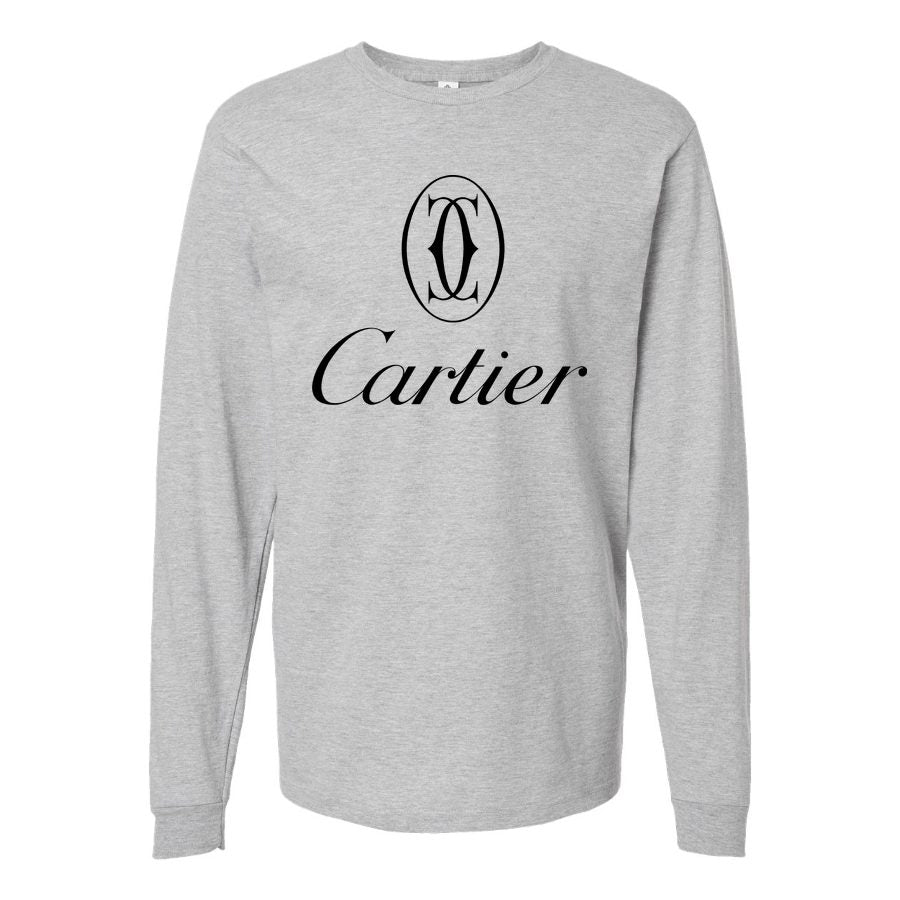 Men's Cartier black logo Long sleeves Cotton Blend T-Shirt - Gray