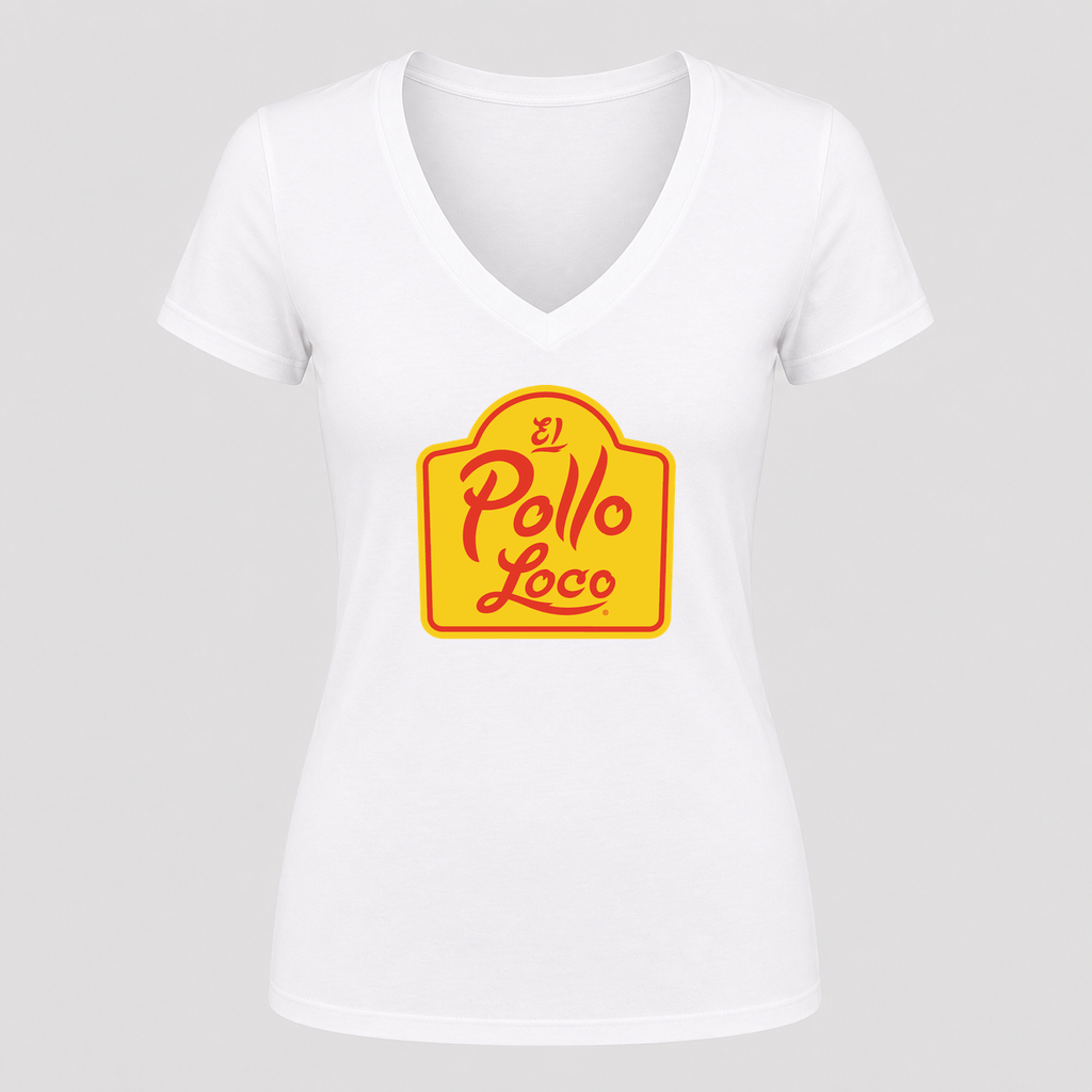 Women's El Pollo Loco V Neck T-Shirt in white