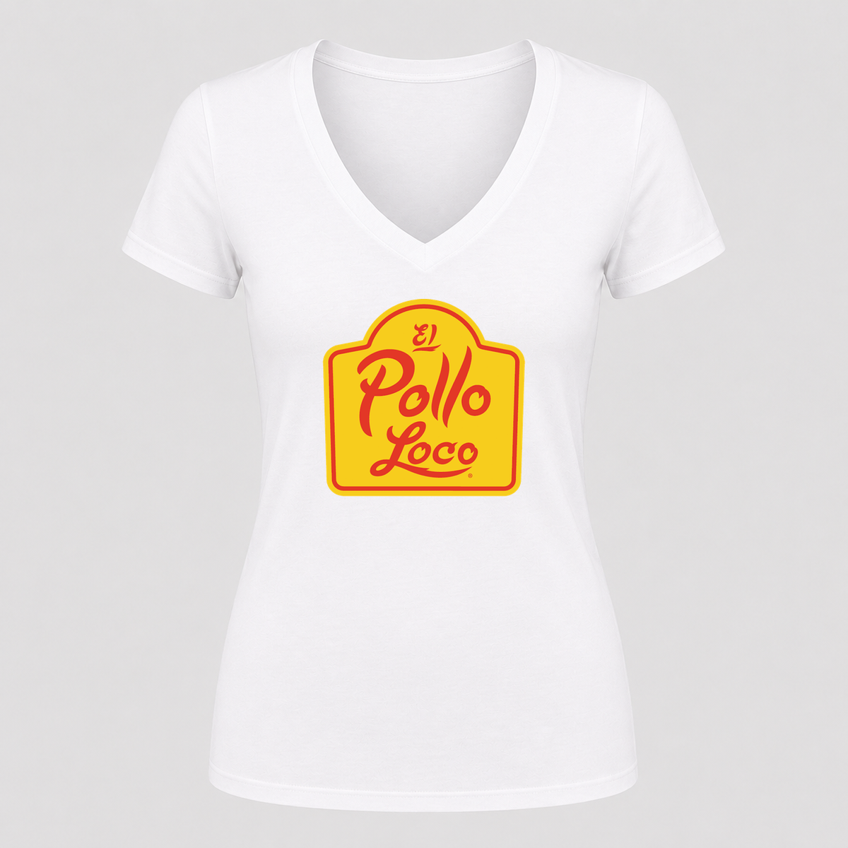 Women's El Pollo Loco V Neck T-Shirt in white