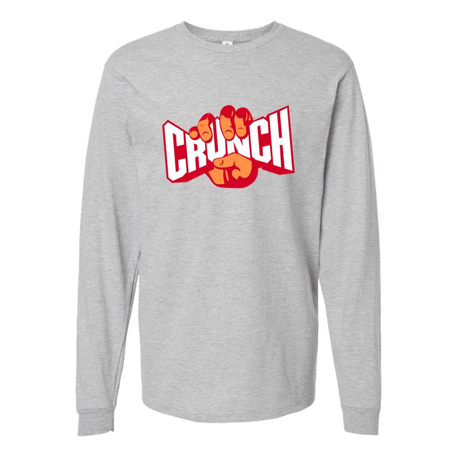 Men's Crunch-Fitness-Logo-1024x576 Long sleeves Cotton Blend T-Shirt - Gray