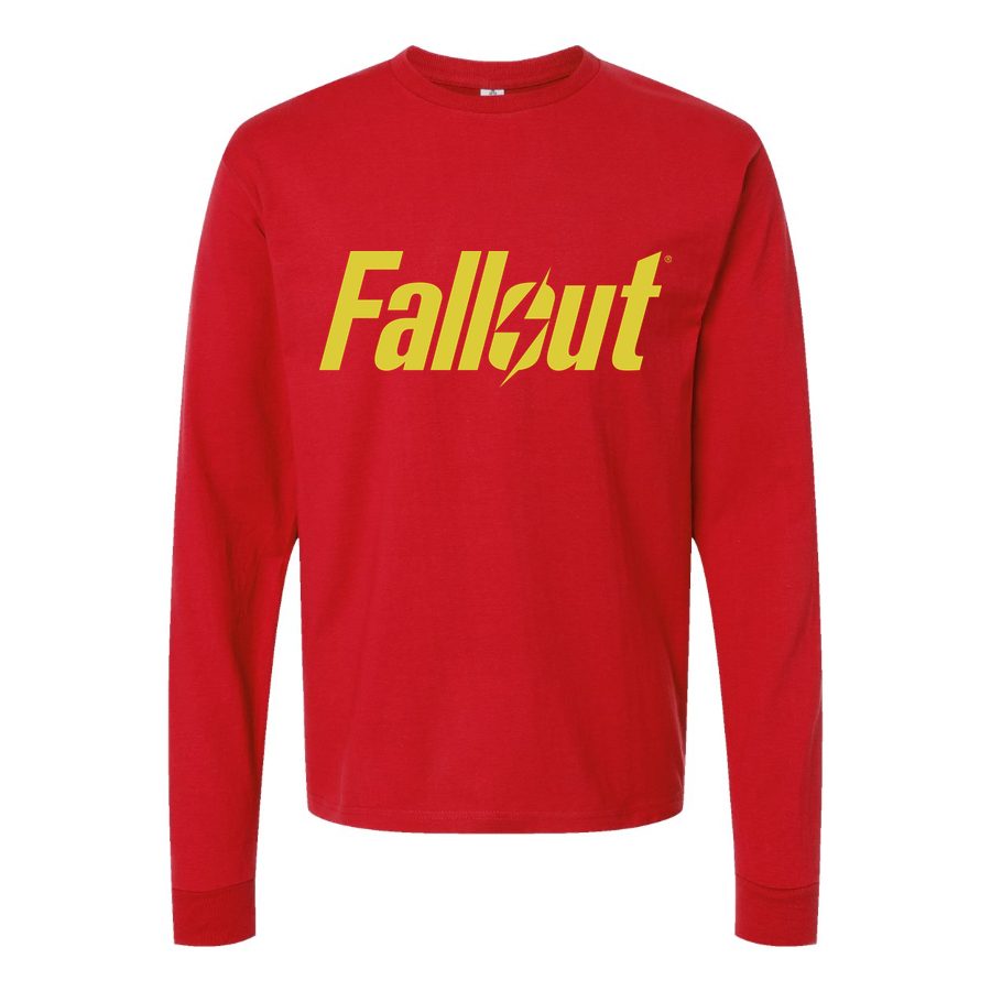 Men's Fallout logo Long sleeves Cotton Blend T-Shirt - Red
