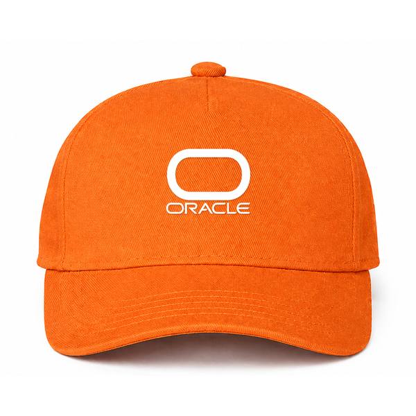 Oracle White Logo Orange Dad Baseball Cap Hat