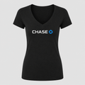 Women's Chase White Design V Neck T-Shirt in black