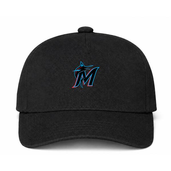 Miami Marlins MLB Logo Black Dad Baseball Cap Hat