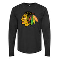 Men's Chicago Blackhawks Long sleeves Cotton Blend T-Shirt - Black