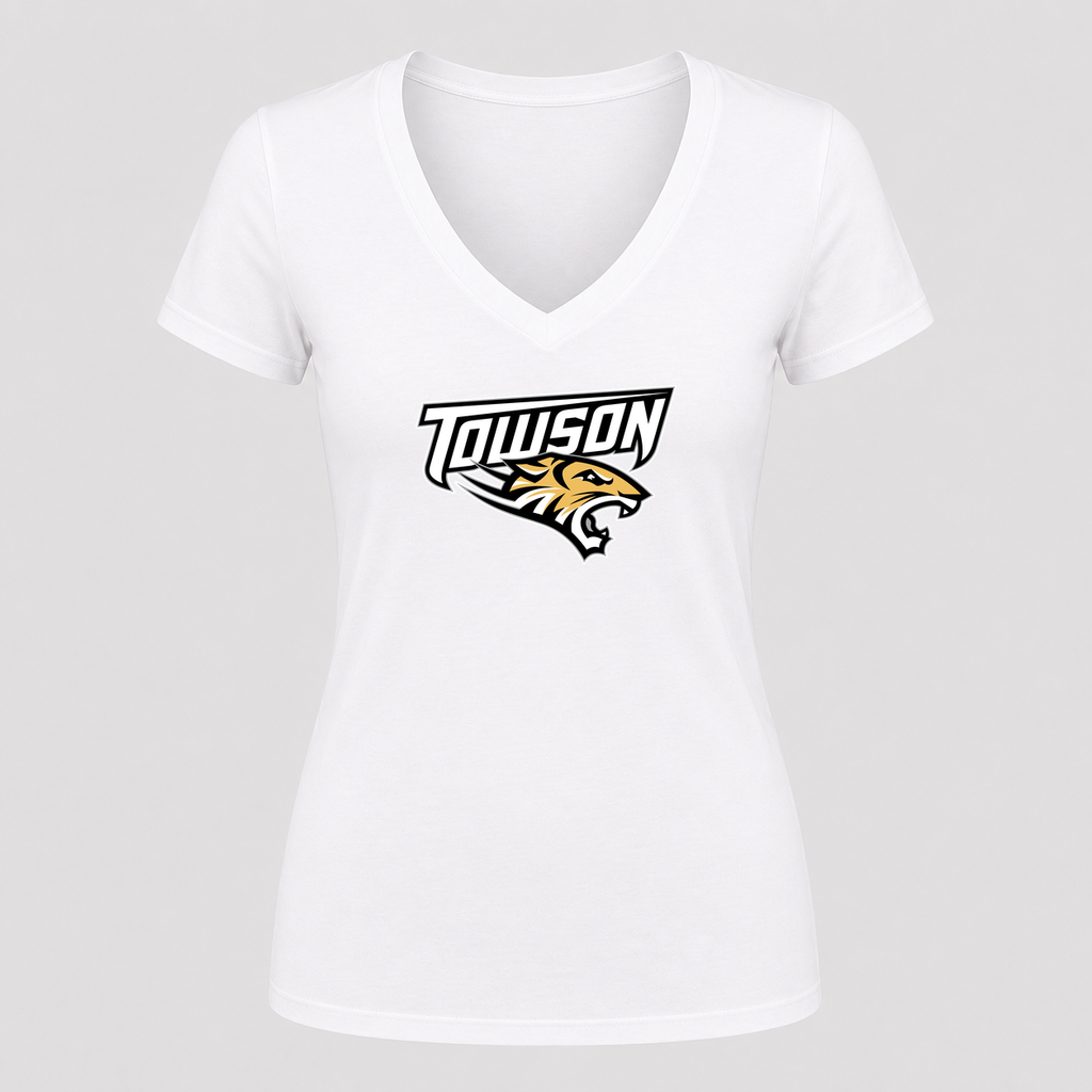Women's Towson Tigers V Neck T-Shirt in white