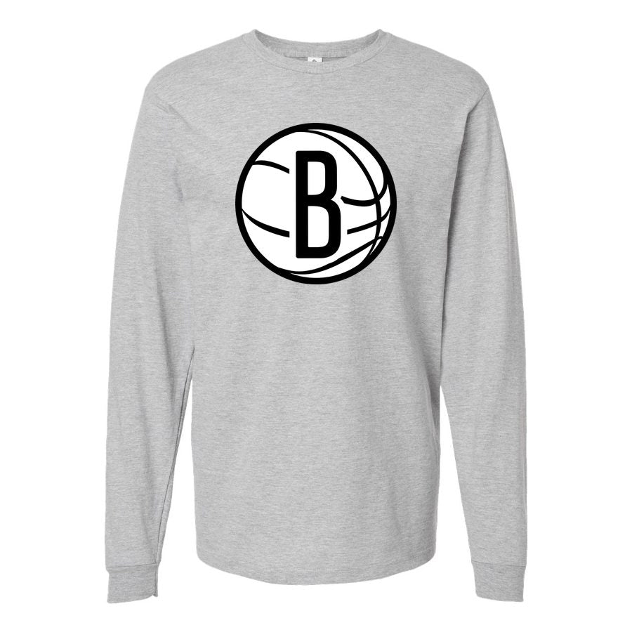 Men's Brooklyn Nets Long sleeves Cotton Blend T-Shirt - Gray