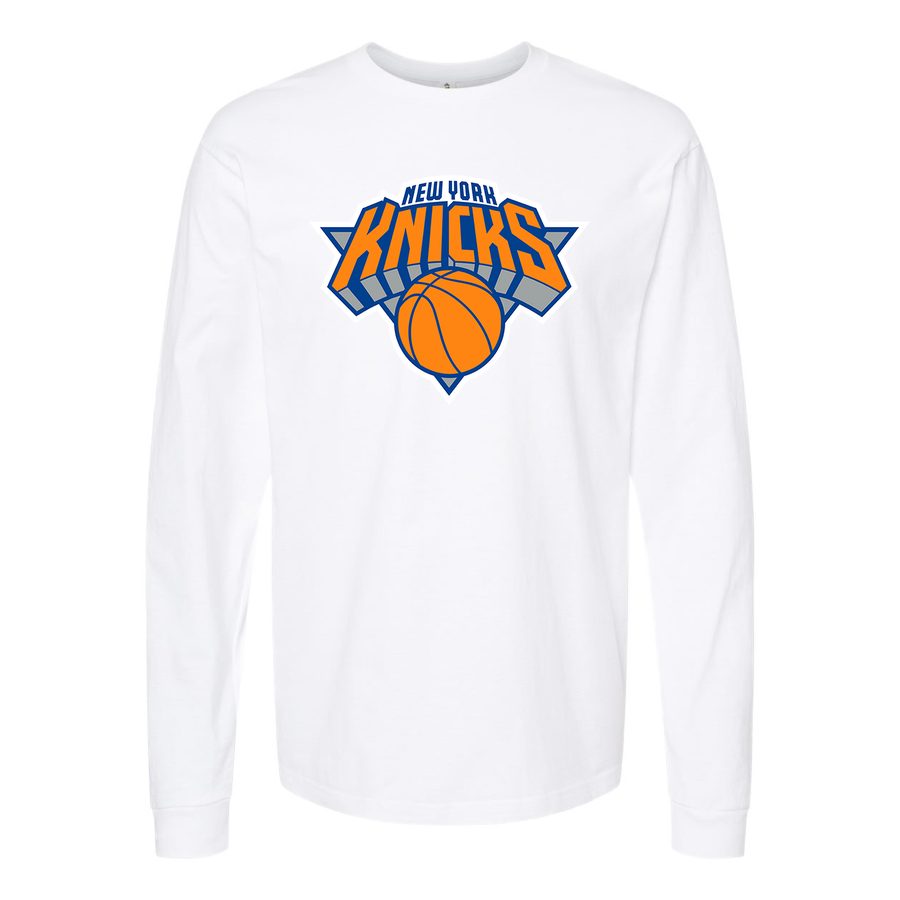 Men's New York Knicks Long sleeves Cotton Blend T-Shirt - White