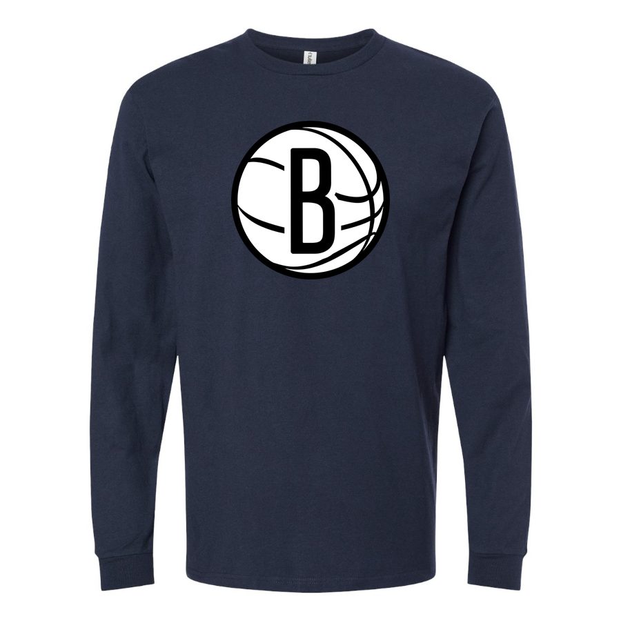 Men's Brooklyn Nets Long sleeves Cotton Blend T-Shirt - Navy