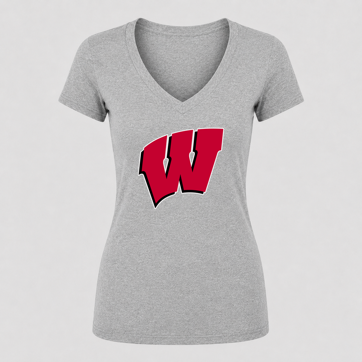 Women's Wisconsin Badgers V Neck T-Shirt in gray