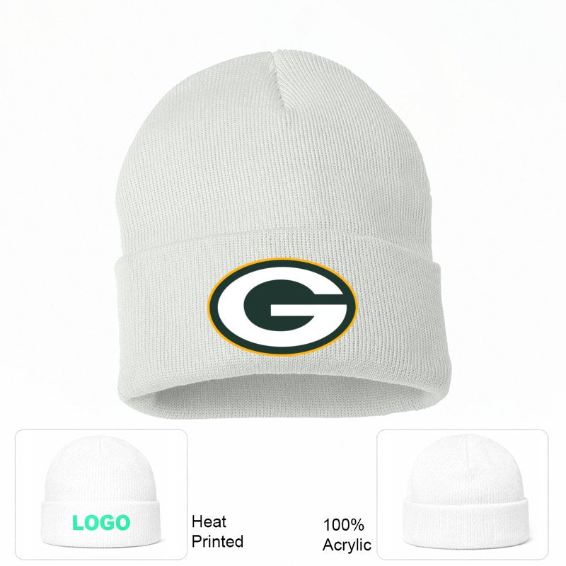 Green Bay Packers White Beanie Hat