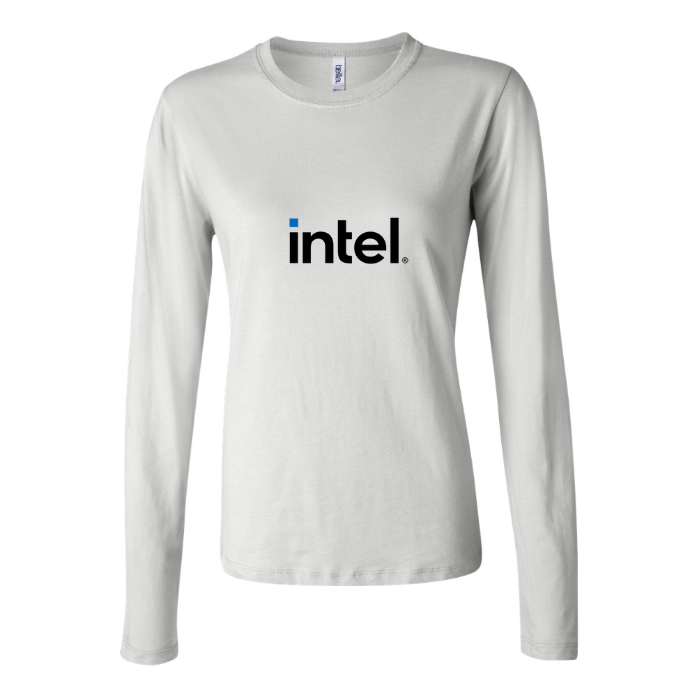 Women's Intel logo 500x281 min Long Sleeve T-Shirt - White