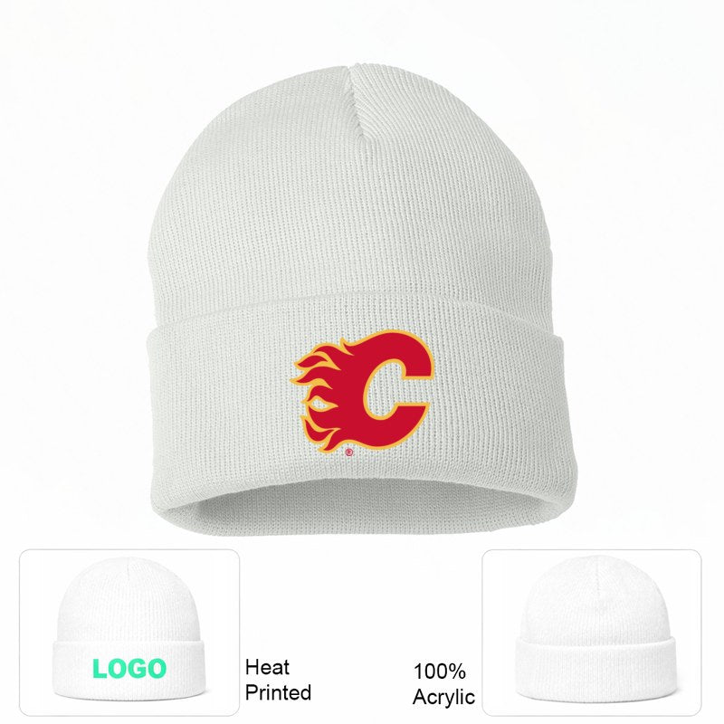 Calgary Flames White Beanie Hat
