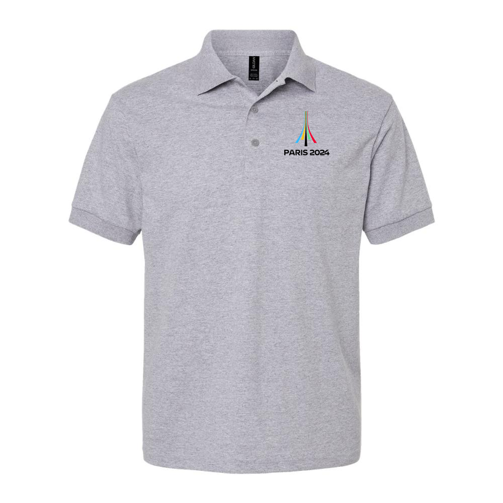 Men's Paris 2024 Olympics Black Logo Dry Blend Polo - Gray
