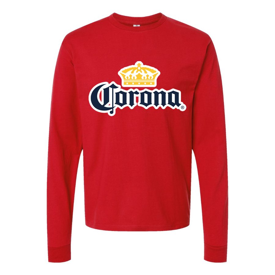 Men's Corona logo Long sleeves Cotton Blend T-Shirt - Red