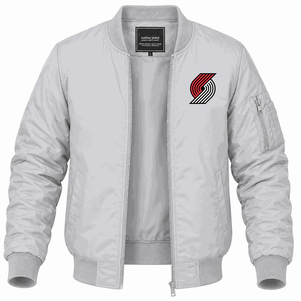 Men's Portland Trail Blazers Lightweight Bomber Jacket - Gray