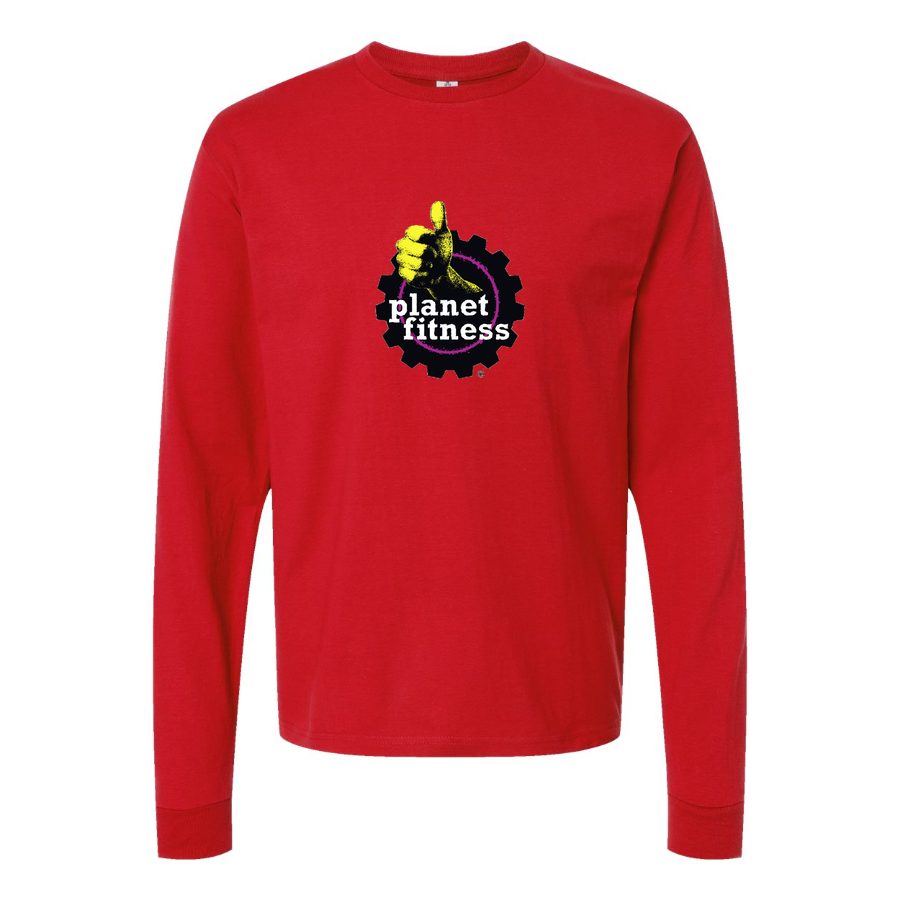 Men's Planet-Fitness-Logo-1024x575 Long sleeves Cotton Blend T-Shirt - Red