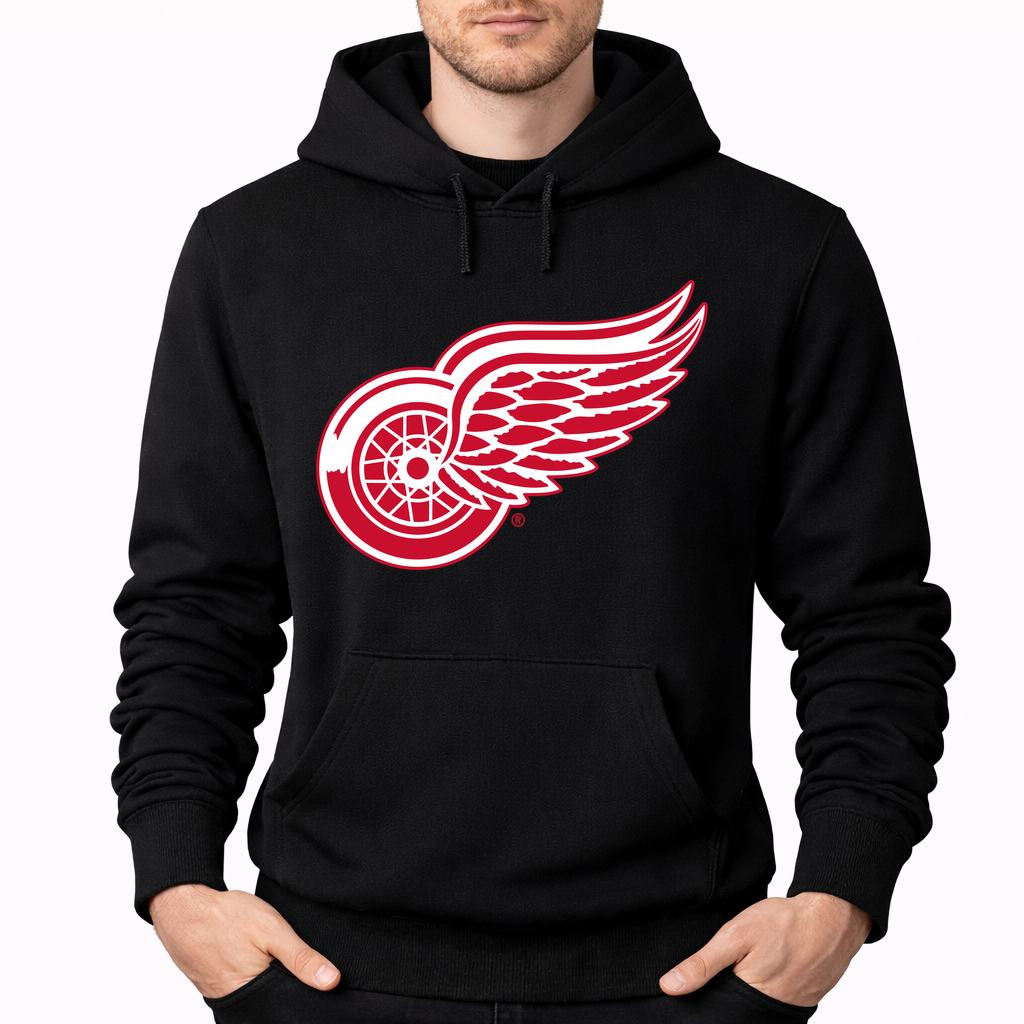 Men's Detroit Red Wings Pullover Hoodie - Black