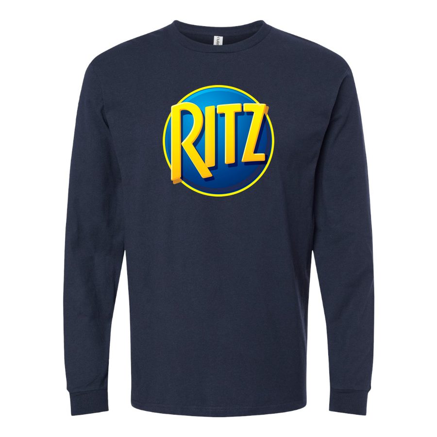 Men's Ritz-Mondelez-Logo-food-1536x864 Long sleeves Cotton Blend T-Shirt - Navy