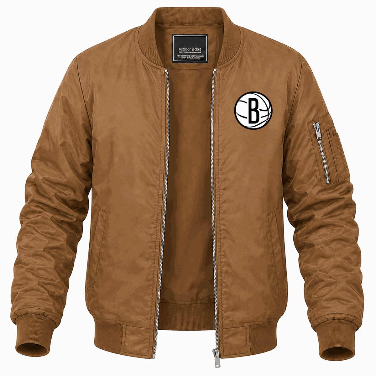 Men's Brooklyn Nets Lightweight Bomber Jacket - Brown