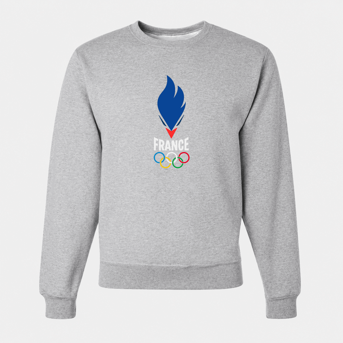 Men's France 2024 White Logo Crewneck Sweatshirt - Gray