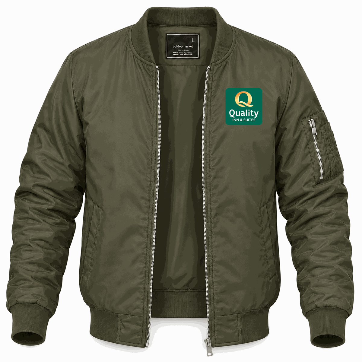 Men's Quality Inn & Suites Lightweight Bomber Jacket - Army Green
