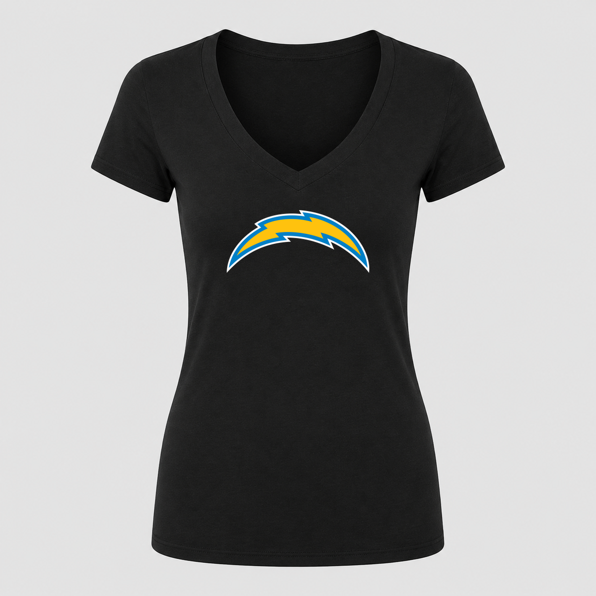 Women's Los Angeles Chargers V Neck T-Shirt in black