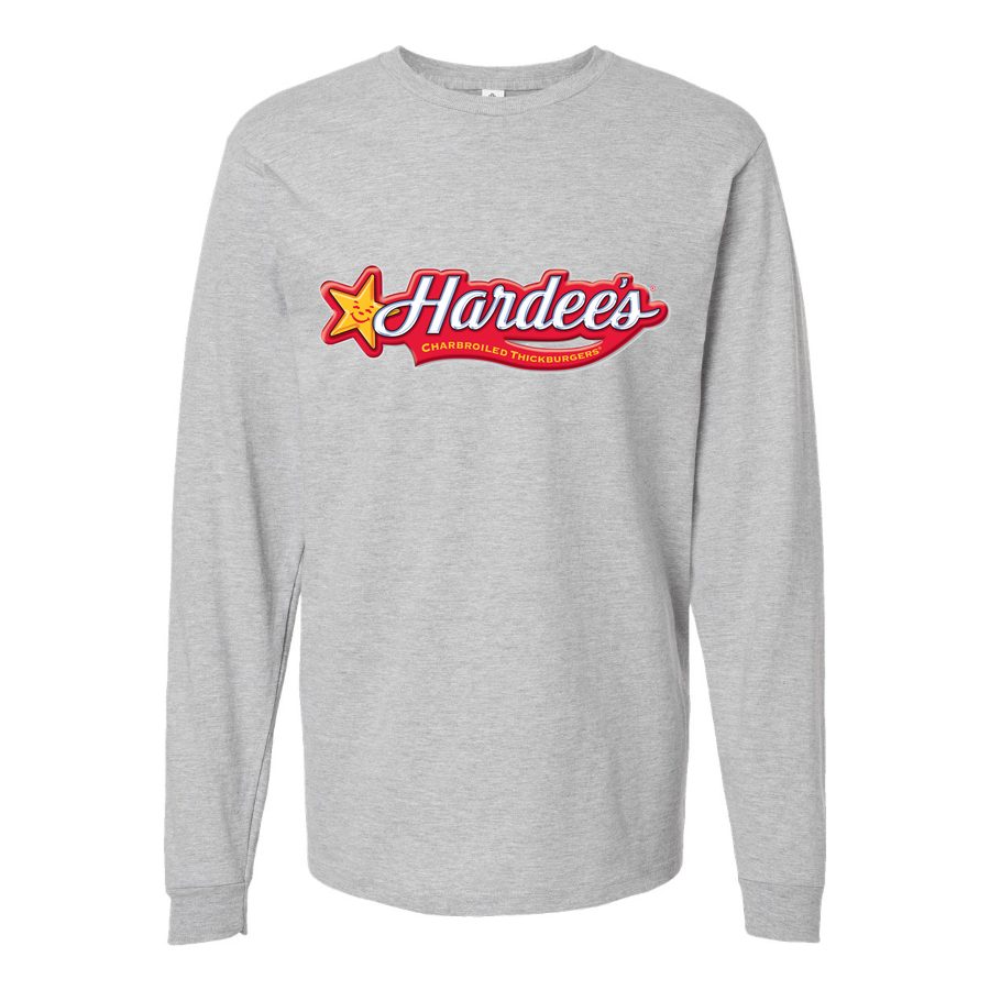 Men's Hardees-Logo-2006 Long sleeves Cotton Blend T-Shirt - Gray