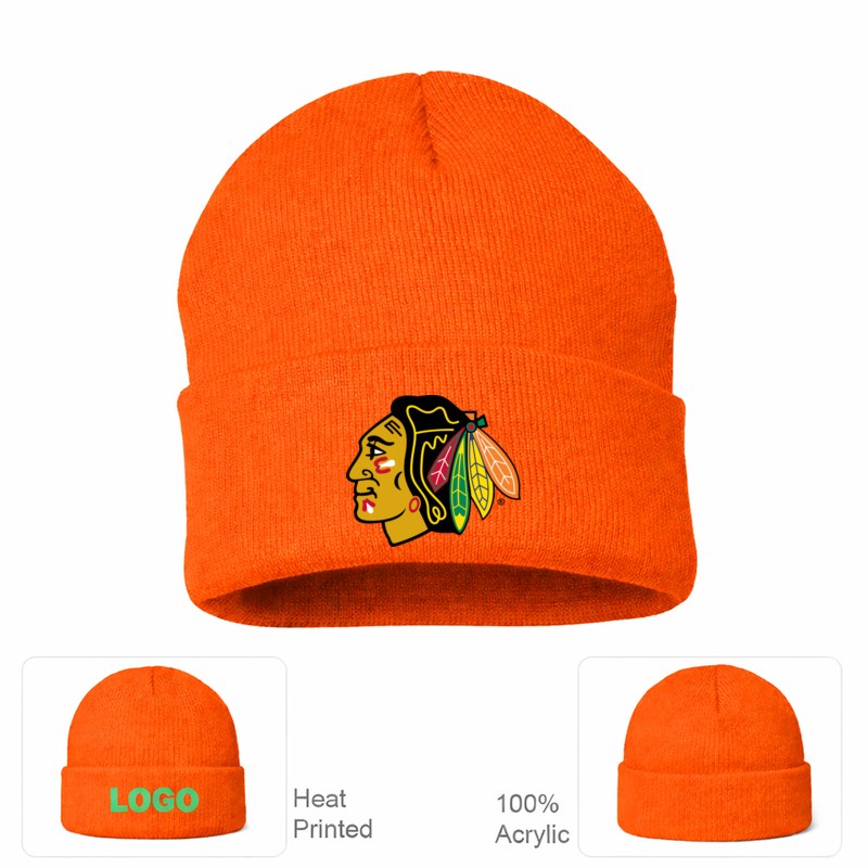 Chicago Blackhawks Orange Beanie Hat