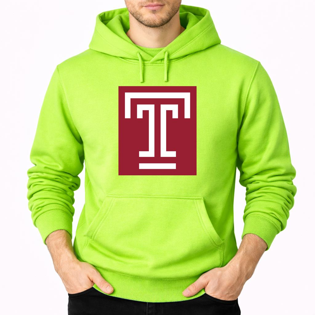 Men's Temple Owls Pullover Hoodie - Lime green