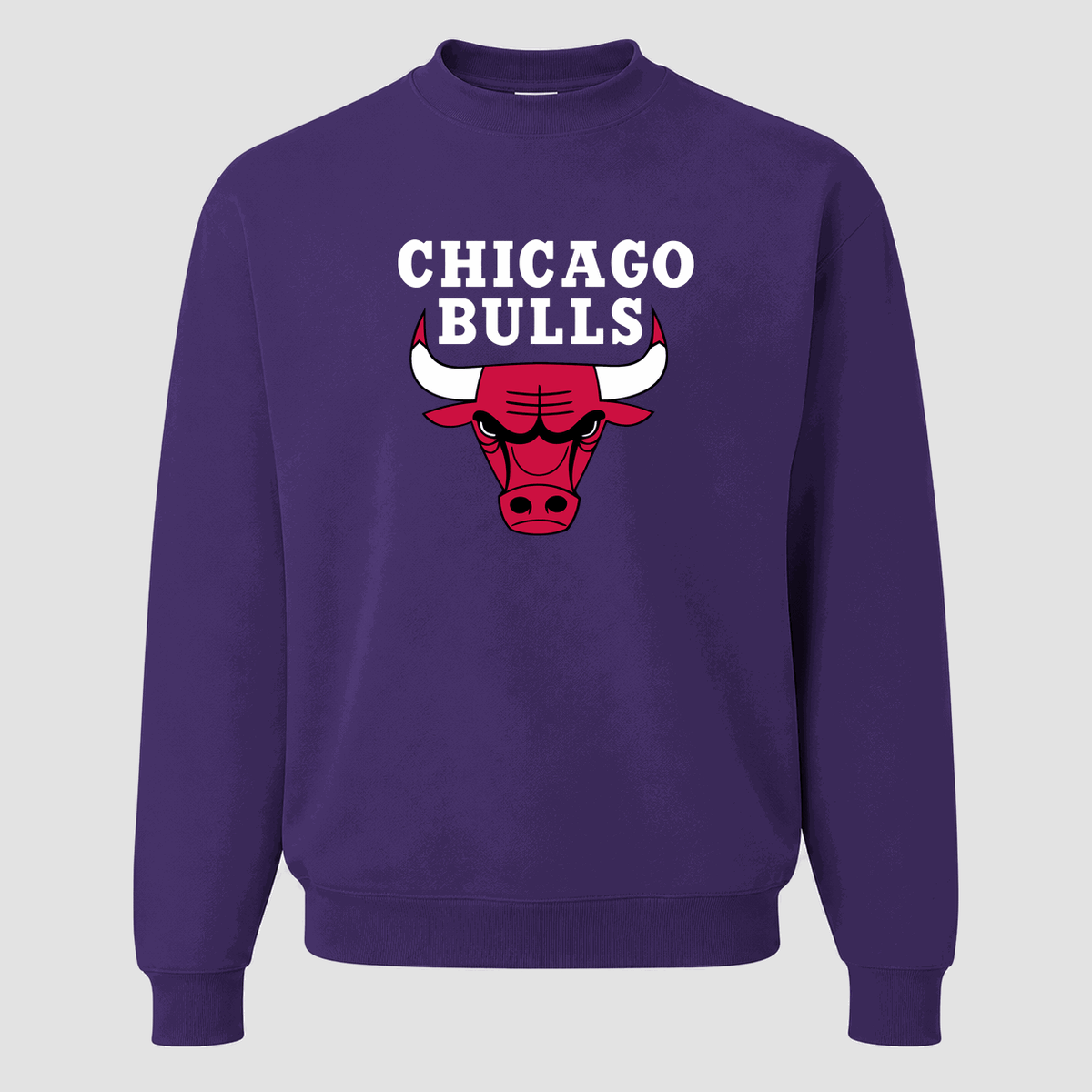Men's Chicago Bulls White Logo Crewneck Sweatshirt - Purple