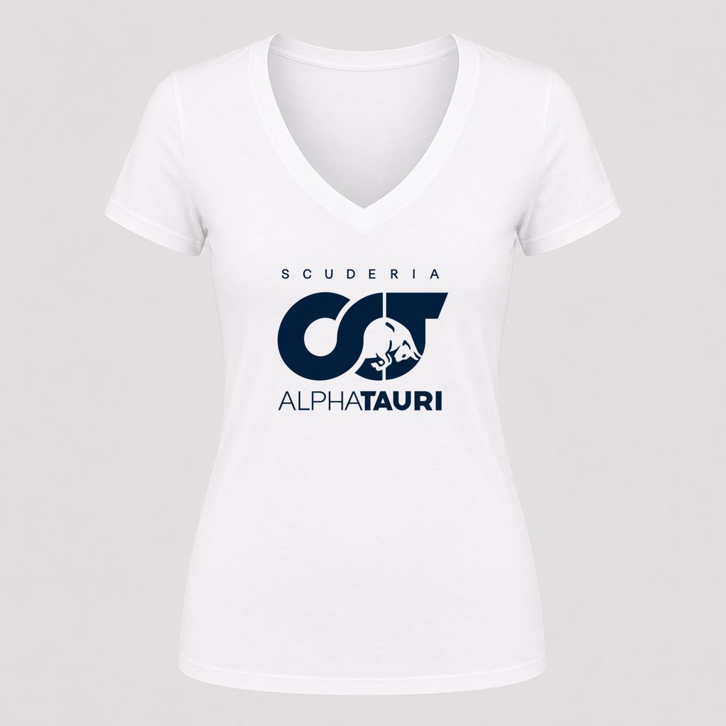 Women's Scuderia AlphaTauri V Neck T-Shirt in white