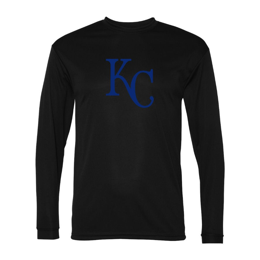 Men's Kansas City Royals Polyester Long Sleeve T-Shirt - Black