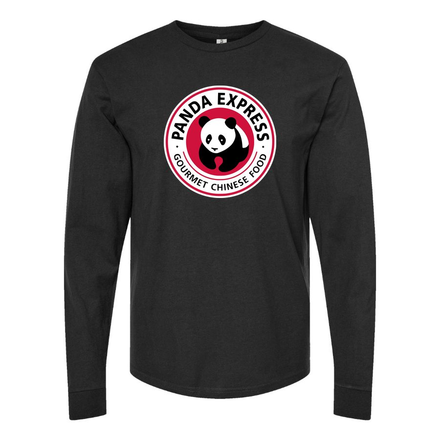 Men's panda-express-logo-1-logo-png-transparent Long sleeves Cotton Blend T-Shirt - Black