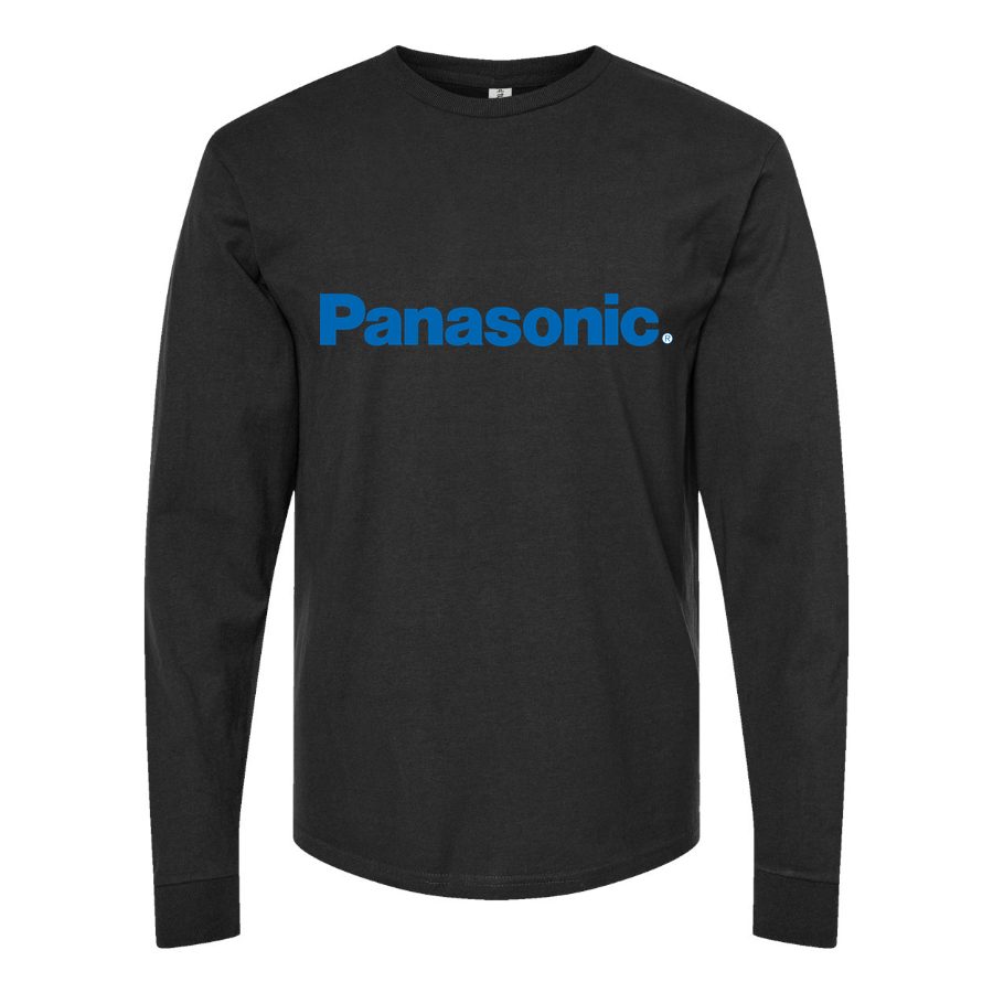 Men's Panasonic-logo-1536x864 Long sleeves Cotton Blend T-Shirt - Black