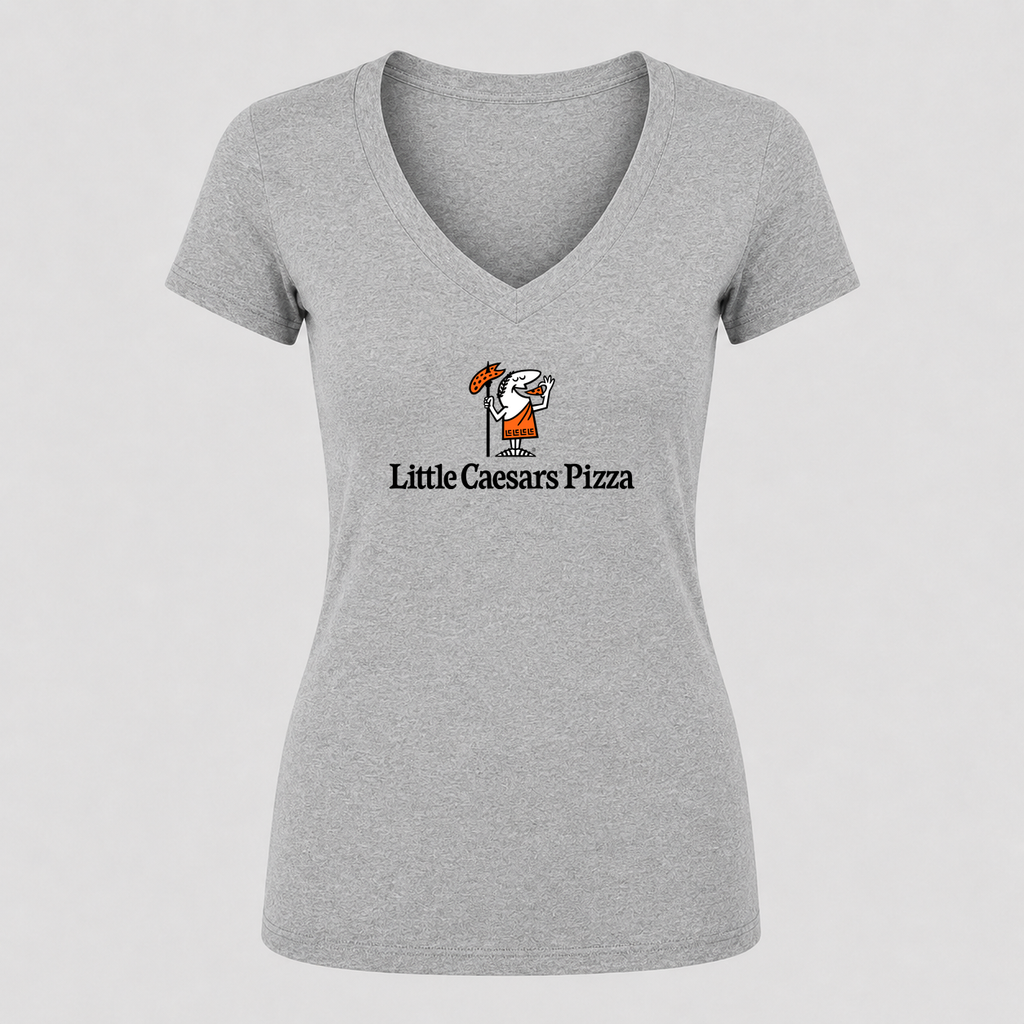Women's Little Caesars V Neck T-Shirt in gray