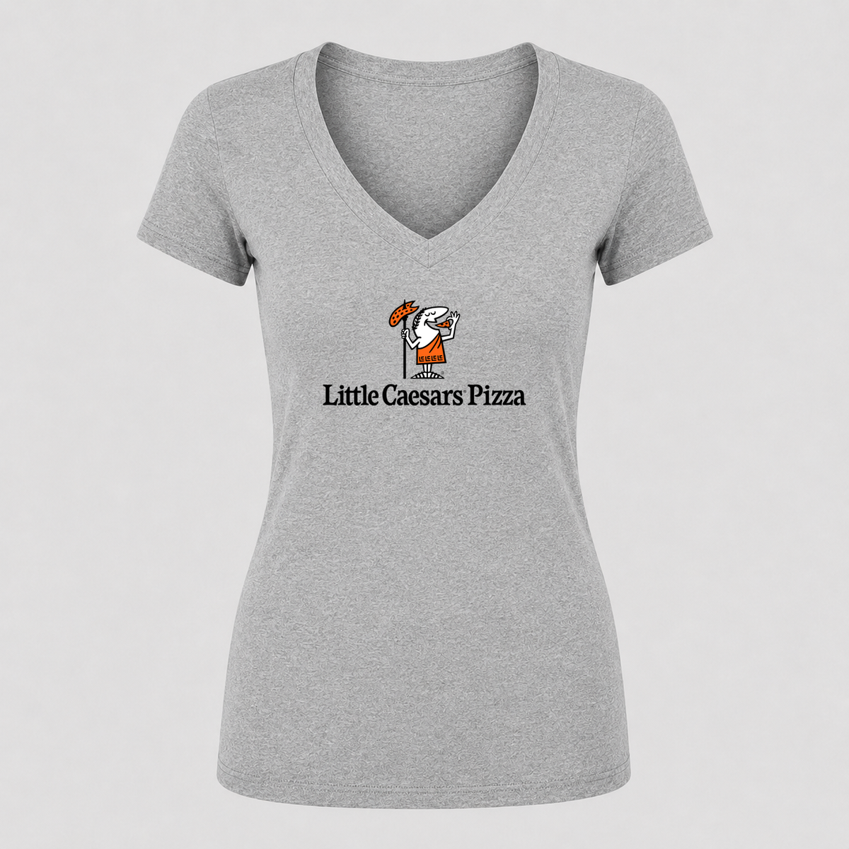 Women's Little Caesars V Neck T-Shirt in gray
