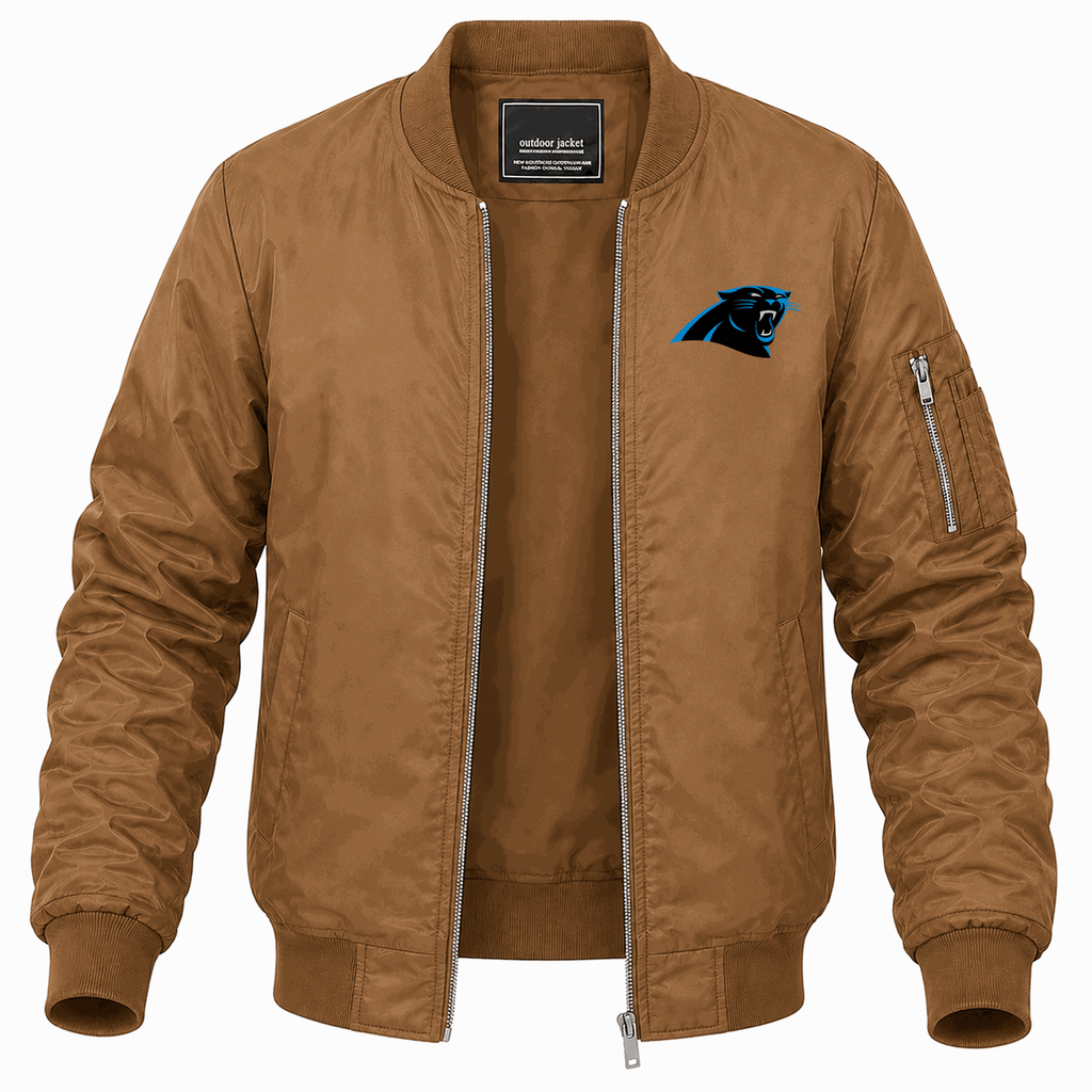 Men's Carolina Panthers Lightweight Bomber Jacket - Brown