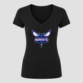 Women's Charlotte Hornets V Neck T-Shirt in black