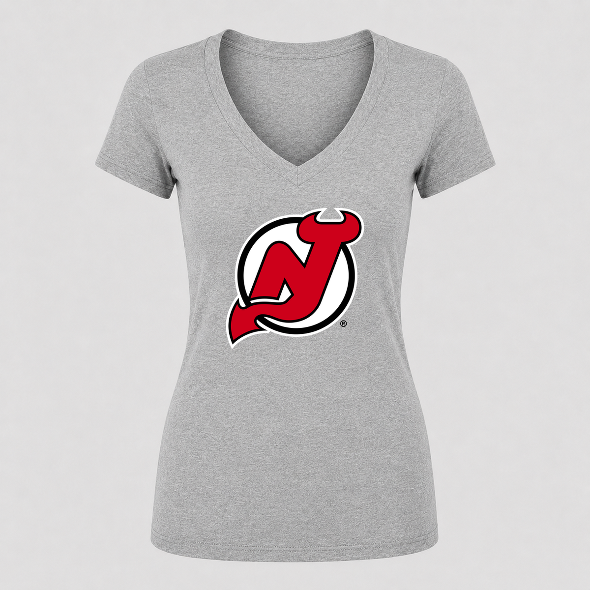 Women's New Jersey Devils V Neck T-Shirt in gray