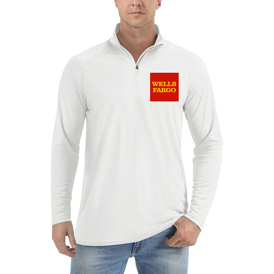 wells fargo logo quarter-zip athletic shirt in White