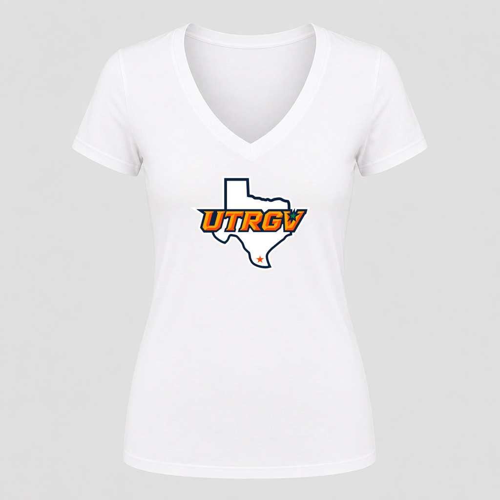 Women's UTRGV Vaqueros V Neck T-Shirt in white