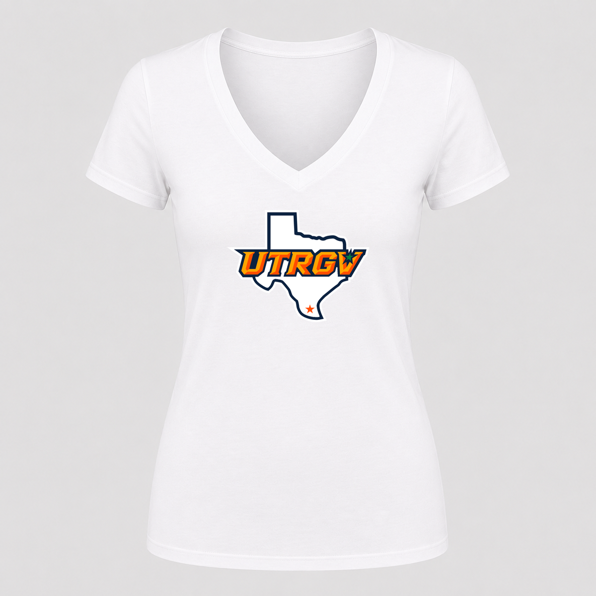 Women's UTRGV Vaqueros V Neck T-Shirt in white