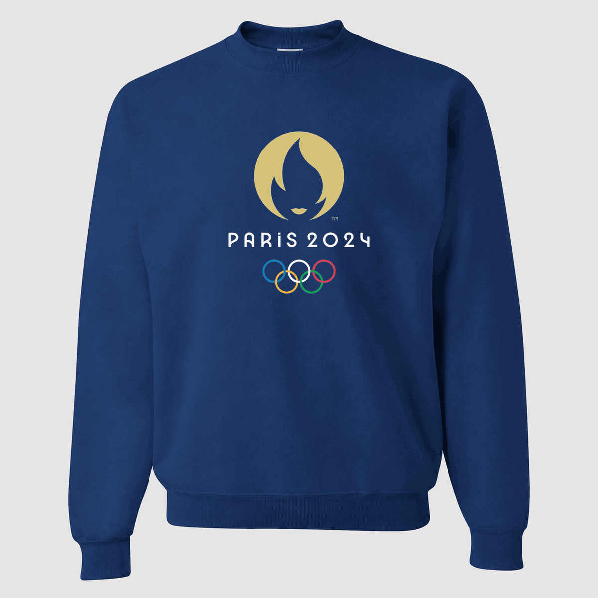 Men's Olympics 2024 Paris White Logo Crewneck Sweatshirt - Blue