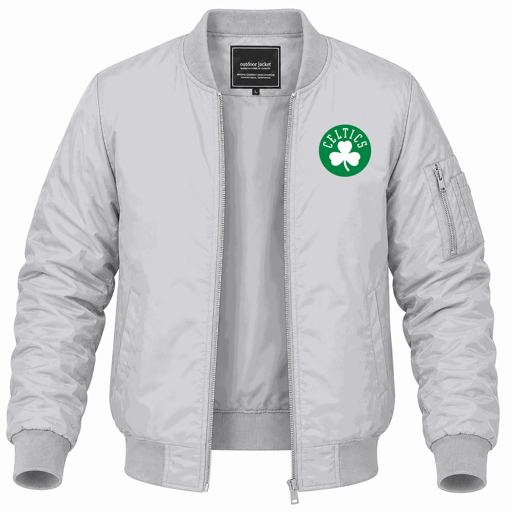 Men's Boston Celtics Lightweight Bomber Jacket - Gray