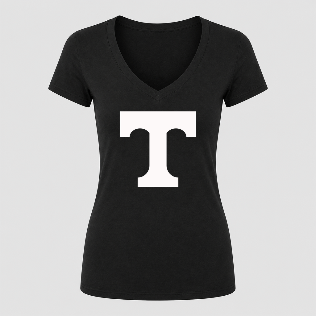 Women's Tennessee Volunteers Alternate Design V Neck T-Shirt in black