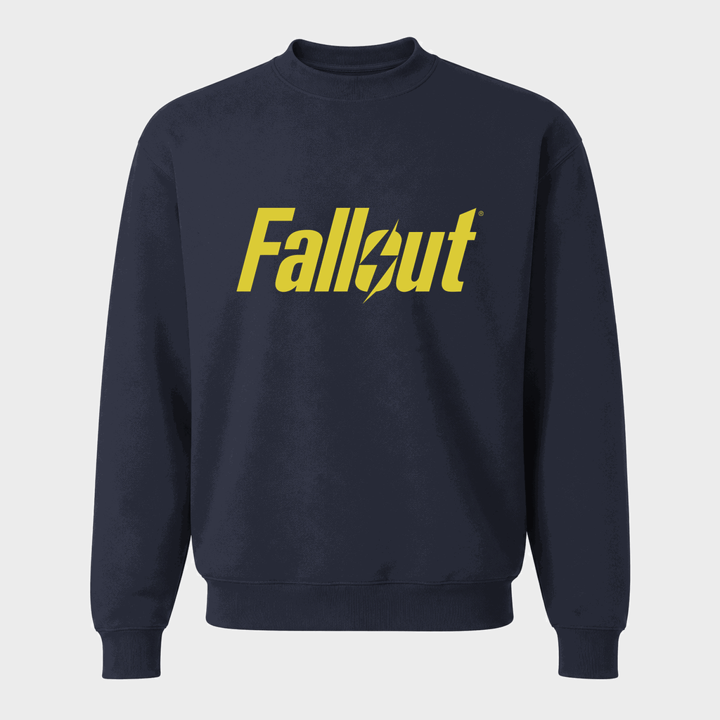 Men's Fallout Yellow Logo Crewneck Sweatshirt - Navy