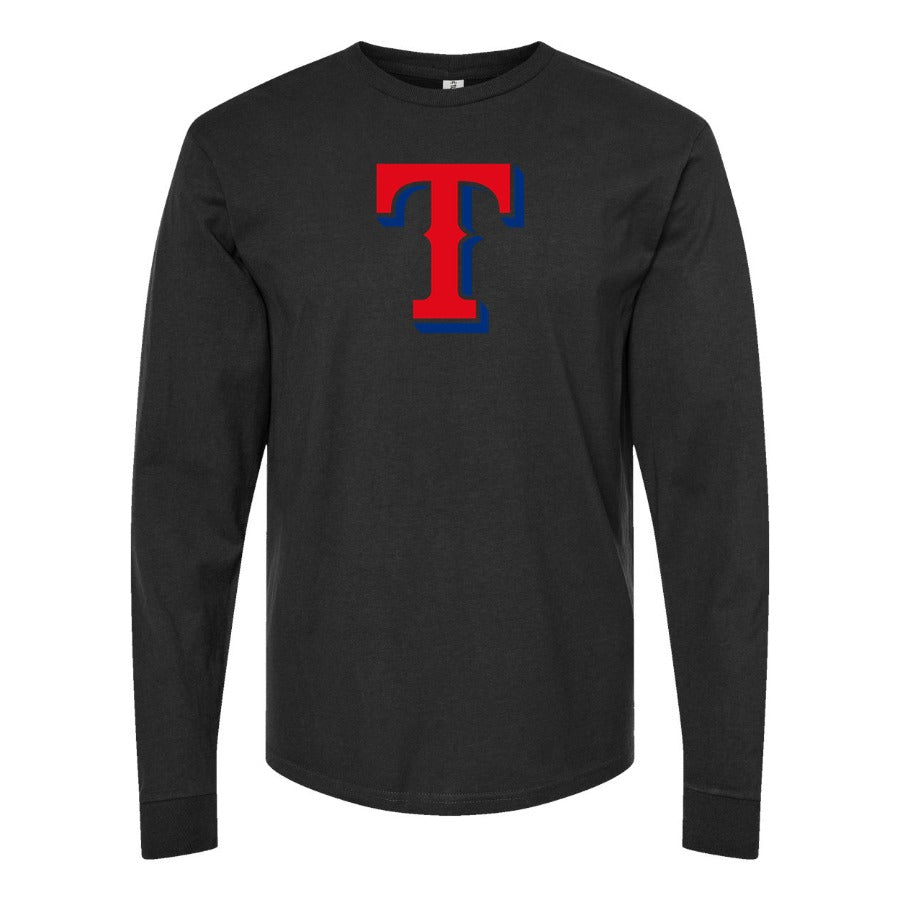 Men's Texas Rangers Long sleeves Cotton Blend T-Shirt - Black