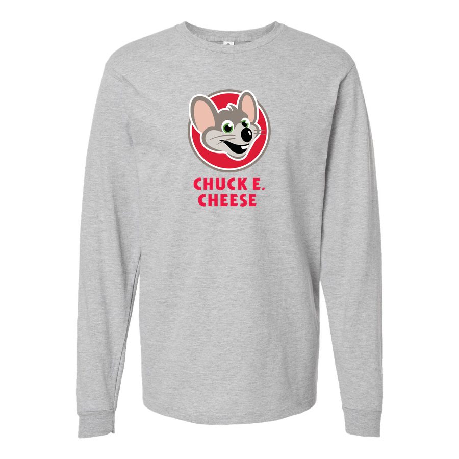 Men's Logo-Chuck-e.-Cheeses-1536x864 Long sleeves Cotton Blend T-Shirt - Gray