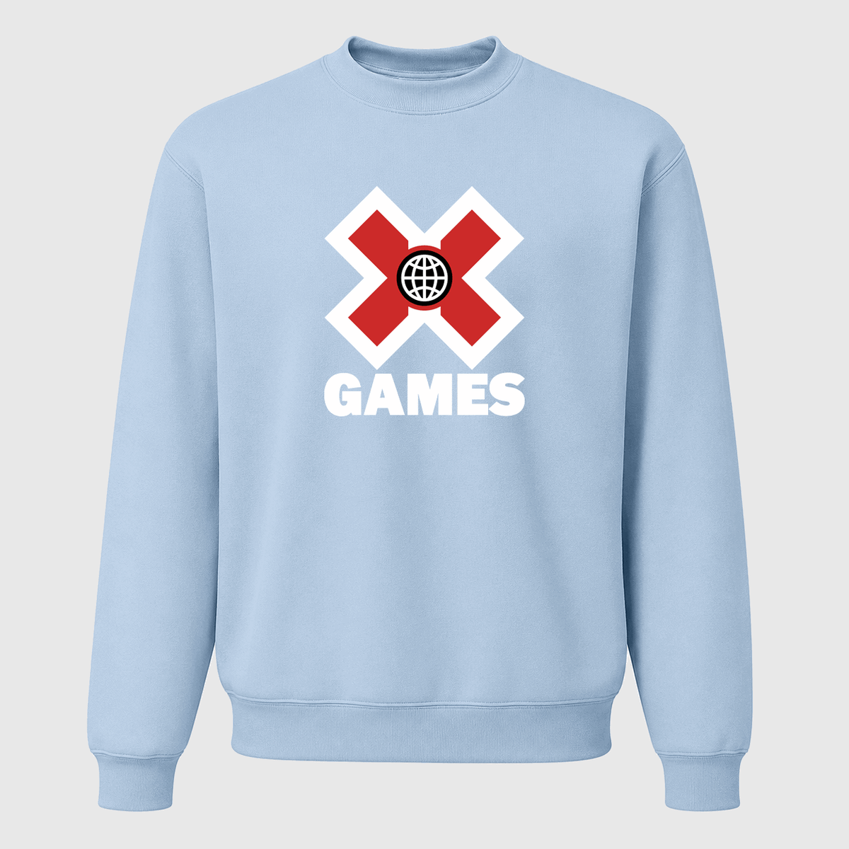 Men's X Games White Logo Crewneck Sweatshirt - Sky Blue